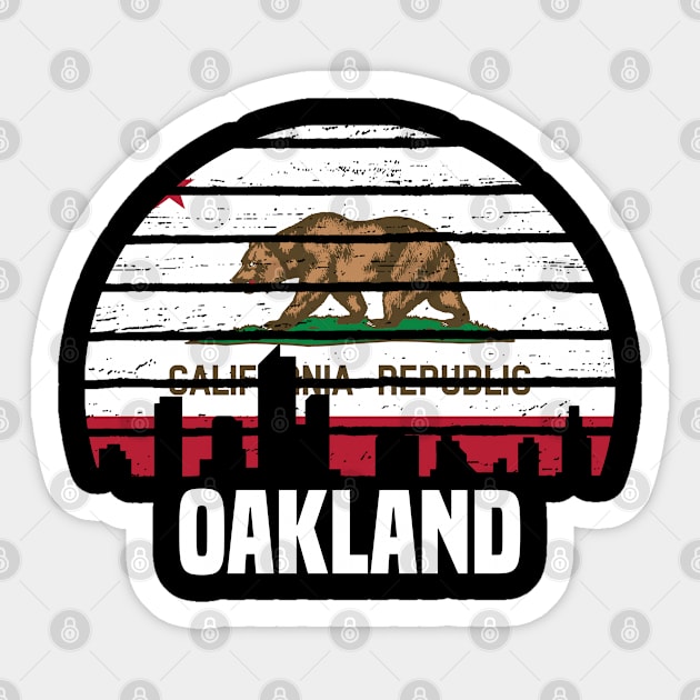 Oakland California CA Group City Silhouette Flag Sticker by jkshirts